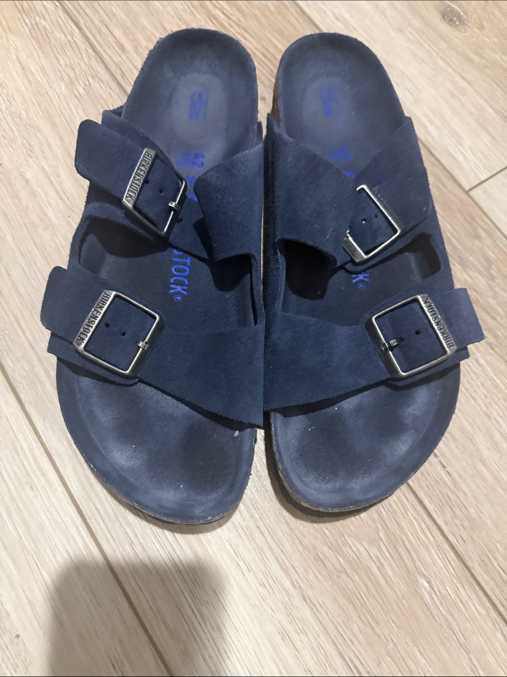 Birkenstock Navy Suede Arizona Slide Sandals